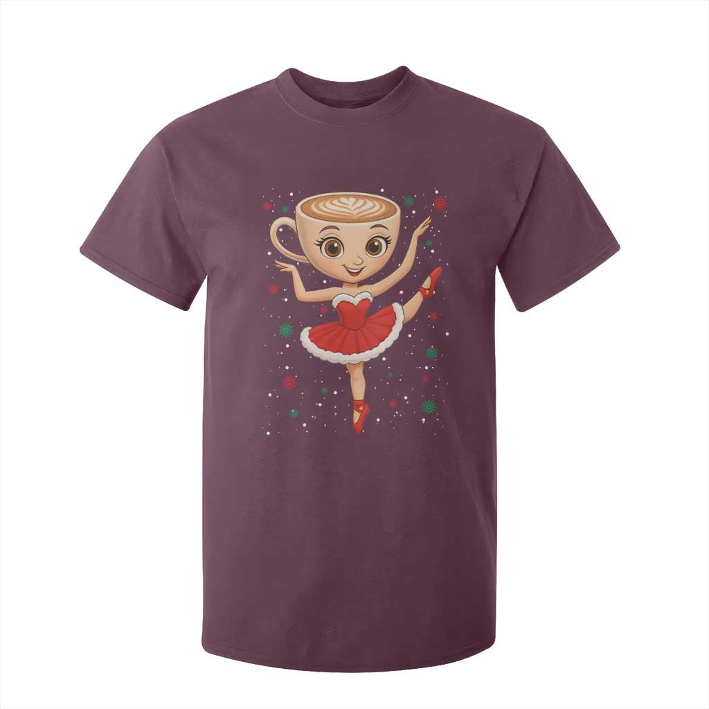 Funny Christmas T Shirt For Kid Ballerina Cappuccino Brainrot Meme Gift TS12 Maroon Print Your Wear