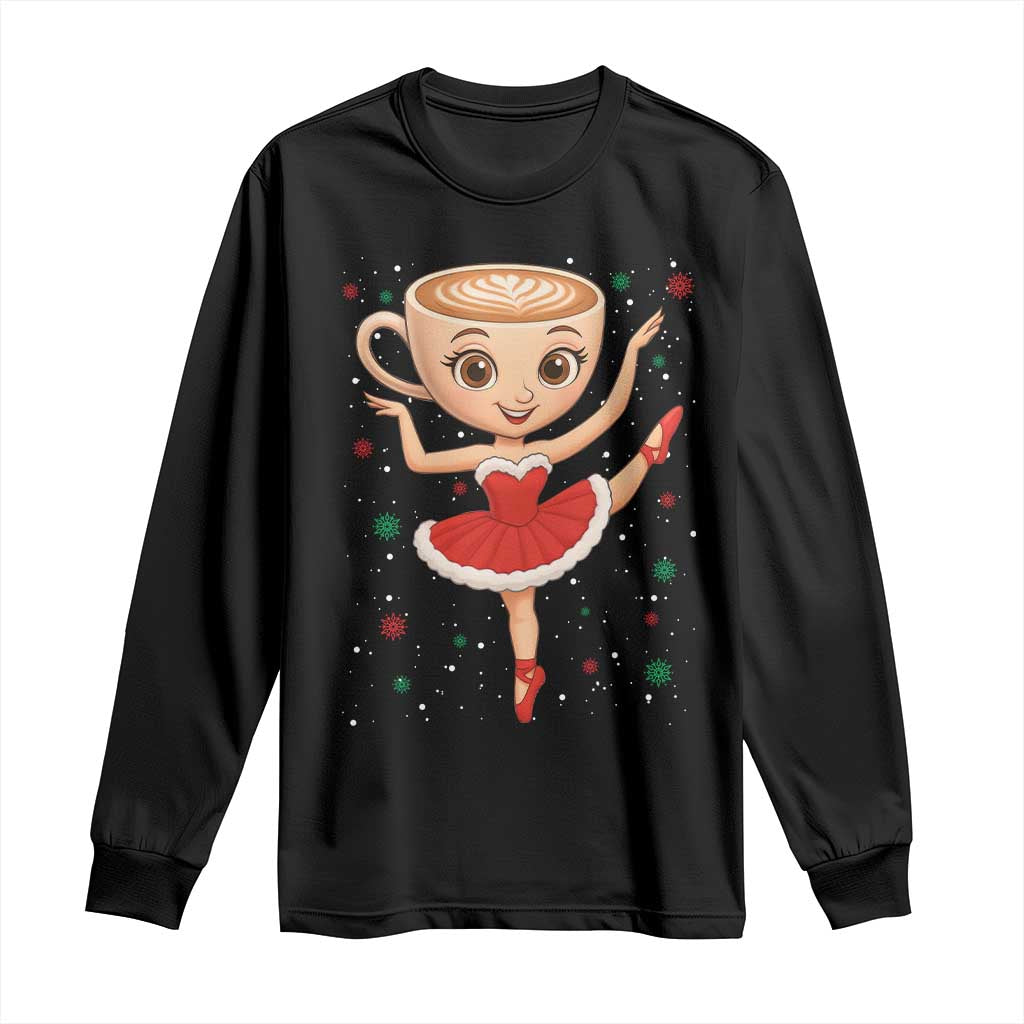 Funny Christmas Long Sleeve Shirt Ballerina Cappuccino Brainrot Meme Gift TS12 Black Print Your Wear