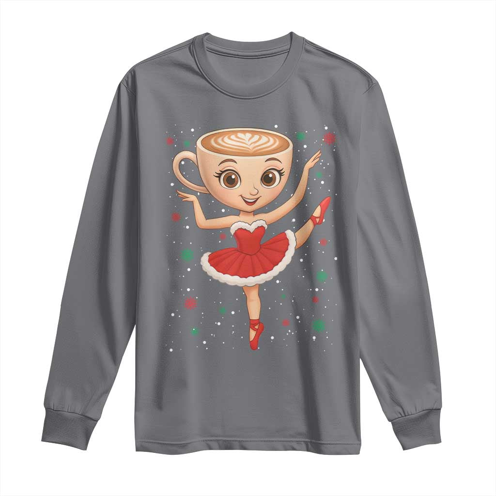 Funny Christmas Long Sleeve Shirt Ballerina Cappuccino Brainrot Meme Gift TS12 Charcoal Print Your Wear