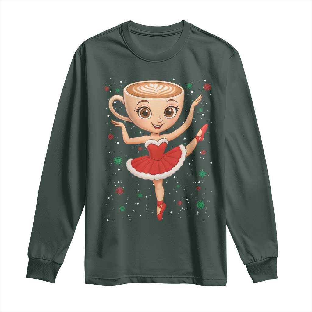 Funny Christmas Long Sleeve Shirt Ballerina Cappuccino Brainrot Meme Gift TS12 Dark Forest Green Print Your Wear
