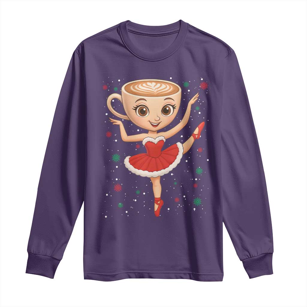 Funny Christmas Long Sleeve Shirt Ballerina Cappuccino Brainrot Meme Gift TS12 Purple Print Your Wear