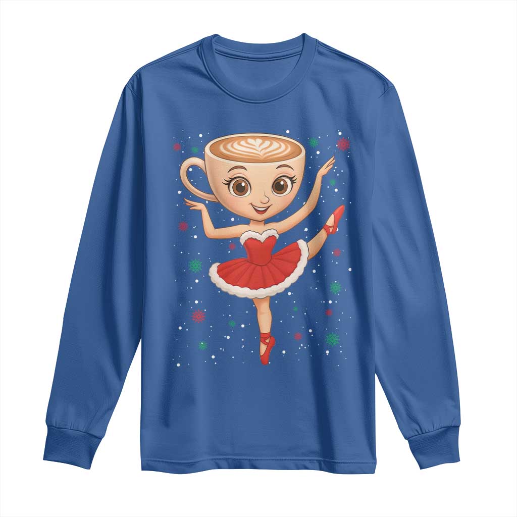 Funny Christmas Long Sleeve Shirt Ballerina Cappuccino Brainrot Meme Gift TS12 Royal Blue Print Your Wear