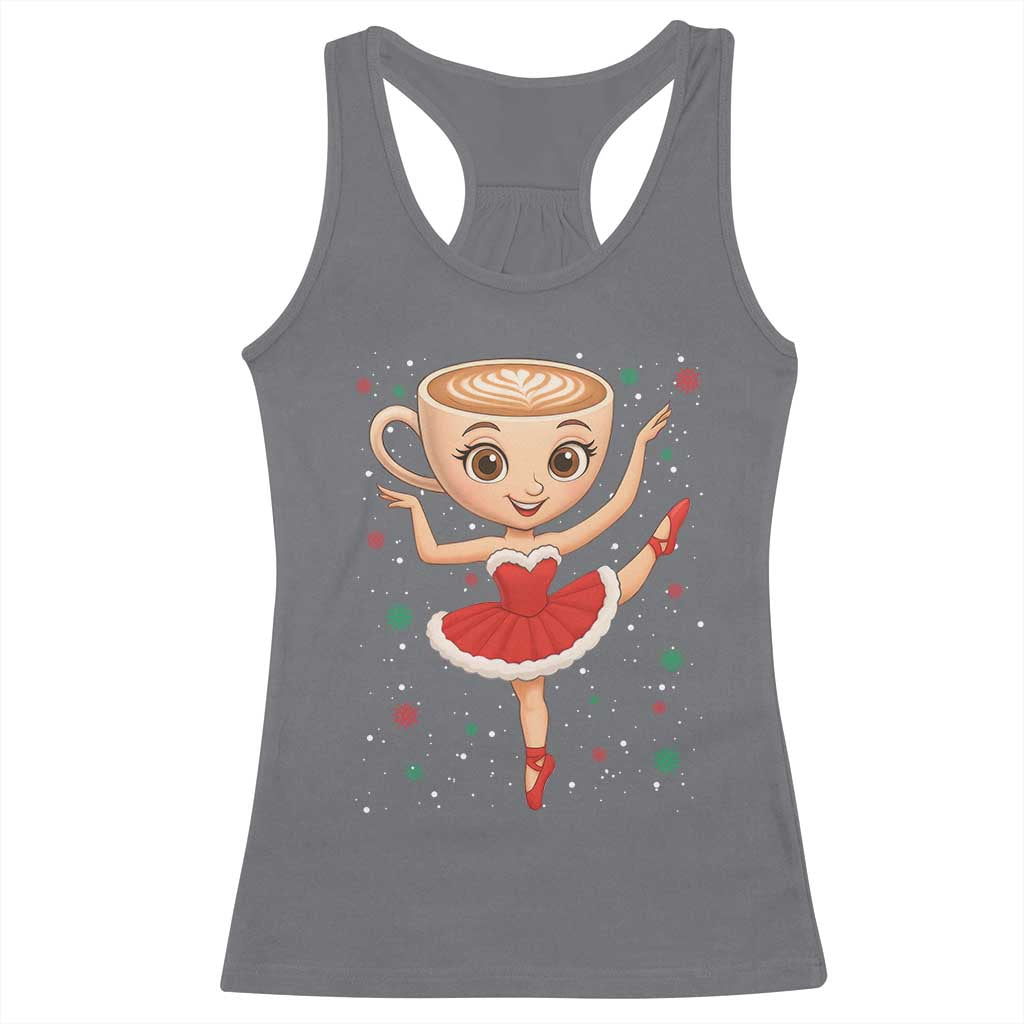 Funny Christmas Racerback Tank Top Ballerina Cappuccino Brainrot Meme Gift TS12 Charcoal Print Your Wear