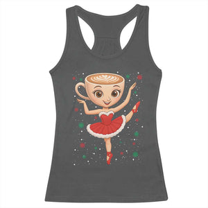 Funny Christmas Racerback Tank Top Ballerina Cappuccino Brainrot Meme Gift TS12 Dark Heather Print Your Wear