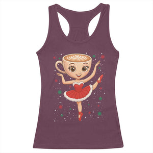 Funny Christmas Racerback Tank Top Ballerina Cappuccino Brainrot Meme Gift TS12 Maroon Print Your Wear