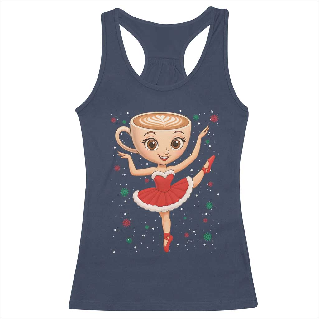 Funny Christmas Racerback Tank Top Ballerina Cappuccino Brainrot Meme Gift TS12 Navy Print Your Wear