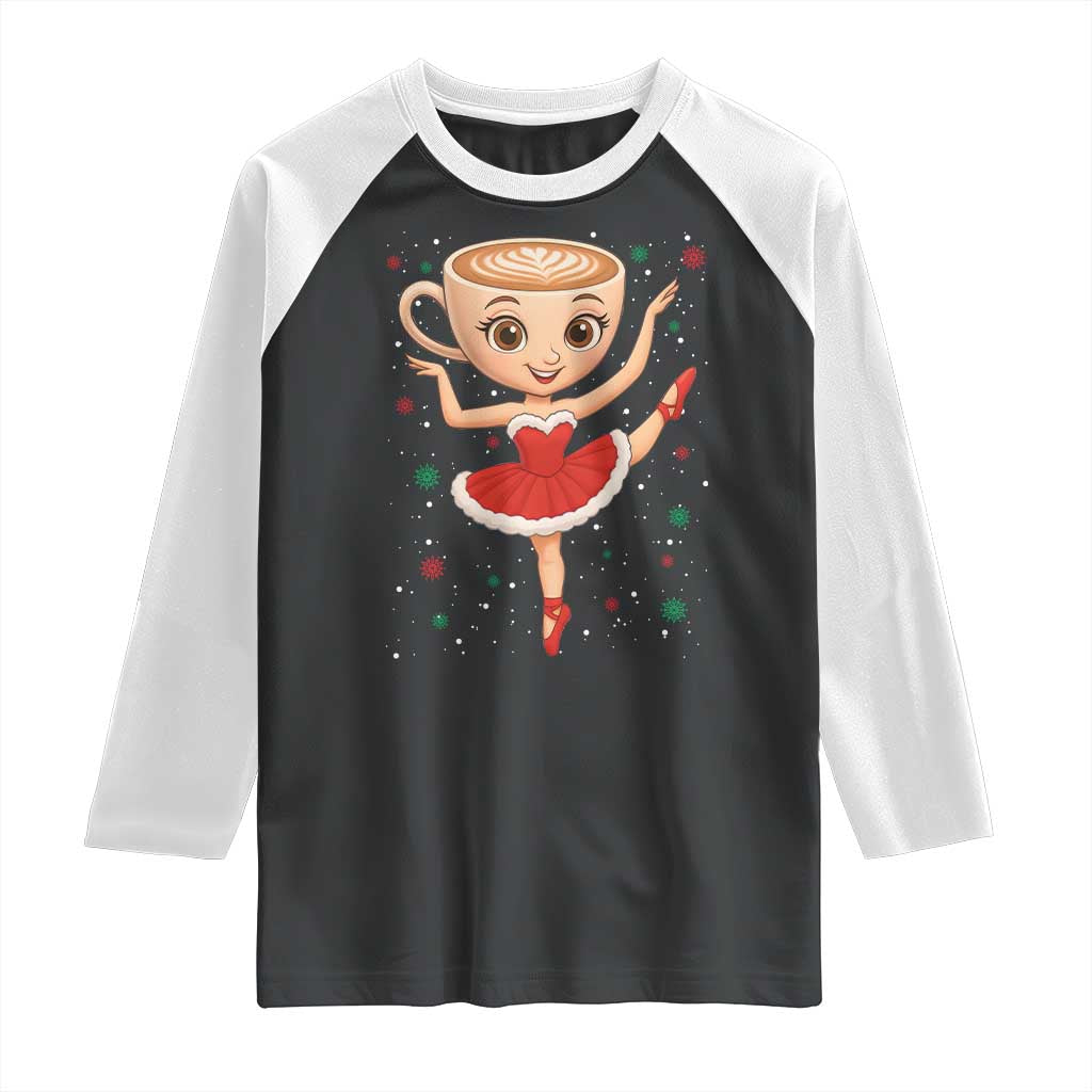 Funny Christmas Raglan Shirt Ballerina Cappuccino Brainrot Meme Gift TS12 Black White Print Your Wear