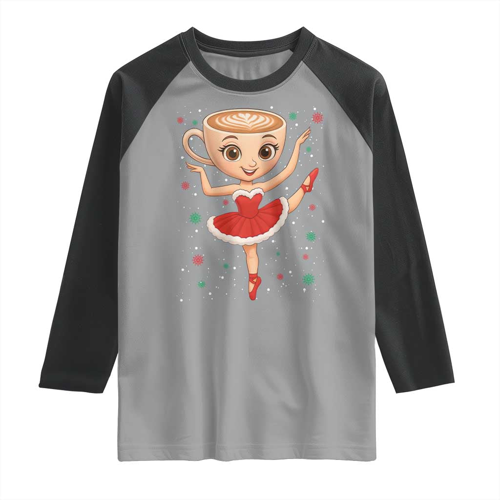 Funny Christmas Raglan Shirt Ballerina Cappuccino Brainrot Meme Gift TS12 Sport Gray Black Print Your Wear