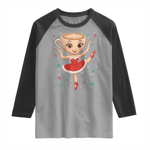Funny Christmas Raglan Shirt Ballerina Cappuccino Brainrot Meme Gift TS12 Sport Gray Black Print Your Wear