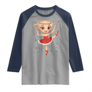 Funny Christmas Raglan Shirt Ballerina Cappuccino Brainrot Meme Gift TS12 Sport Gray Navy Print Your Wear
