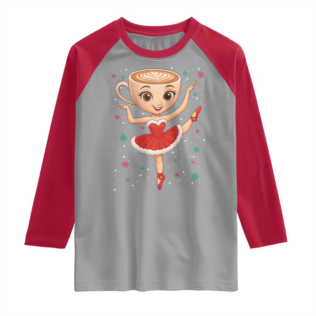 Funny Christmas Raglan Shirt Ballerina Cappuccino Brainrot Meme Gift TS12 Sport Gray Red Print Your Wear