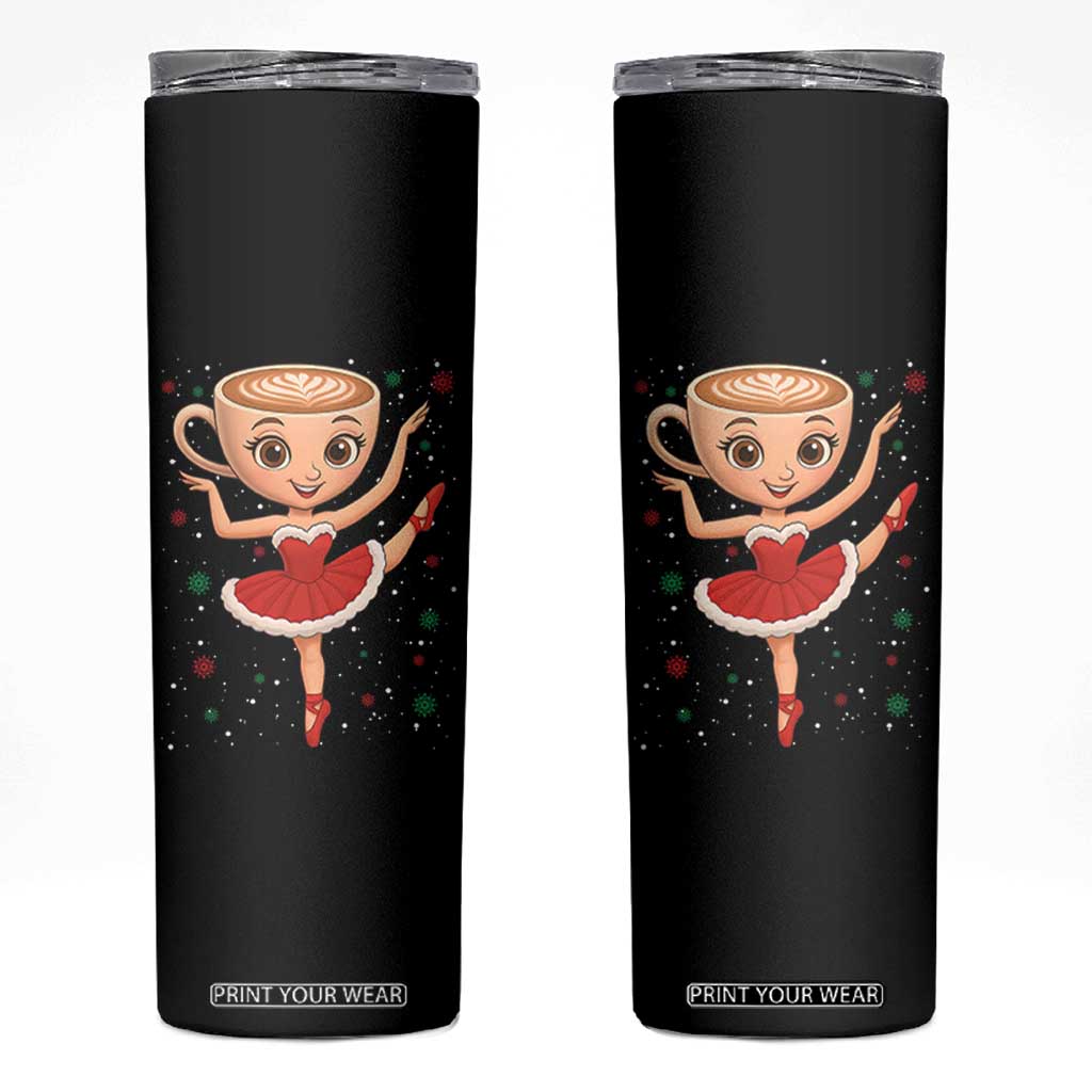 Funny Christmas Skinny Tumbler Ballerina Cappuccino Brainrot Meme Gift TS12 Black Print Your Wear