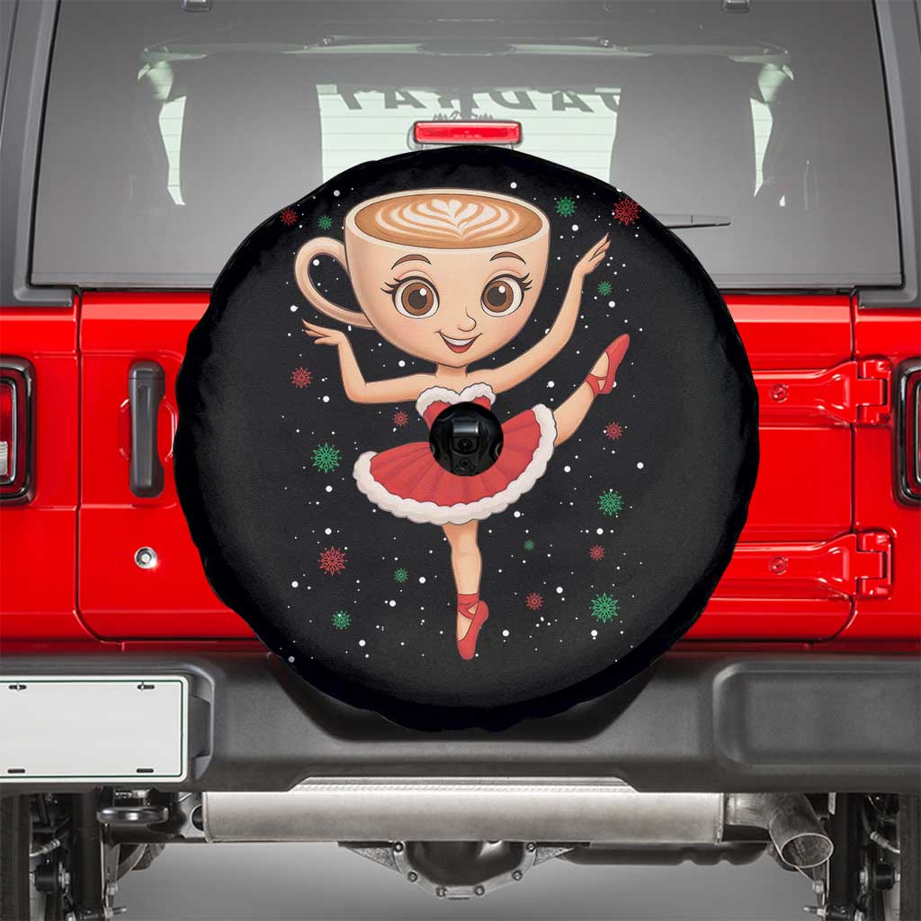Funny Christmas Spare Tire Cover Ballerina Cappuccino Brainrot Meme Gift TS12 Black Print Your Wear