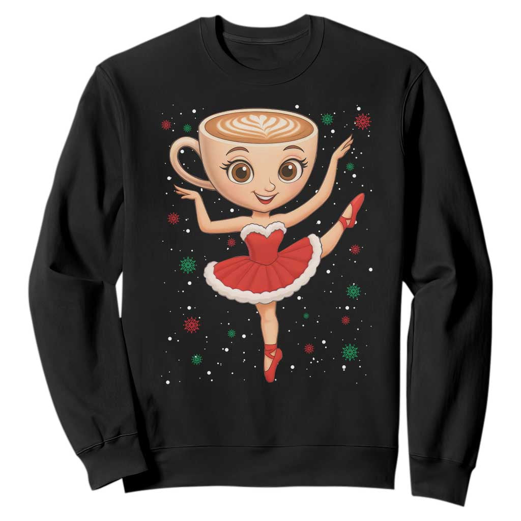 Funny Christmas Sweatshirt Ballerina Cappuccino Brainrot Meme Gift TS12 Black Print Your Wear