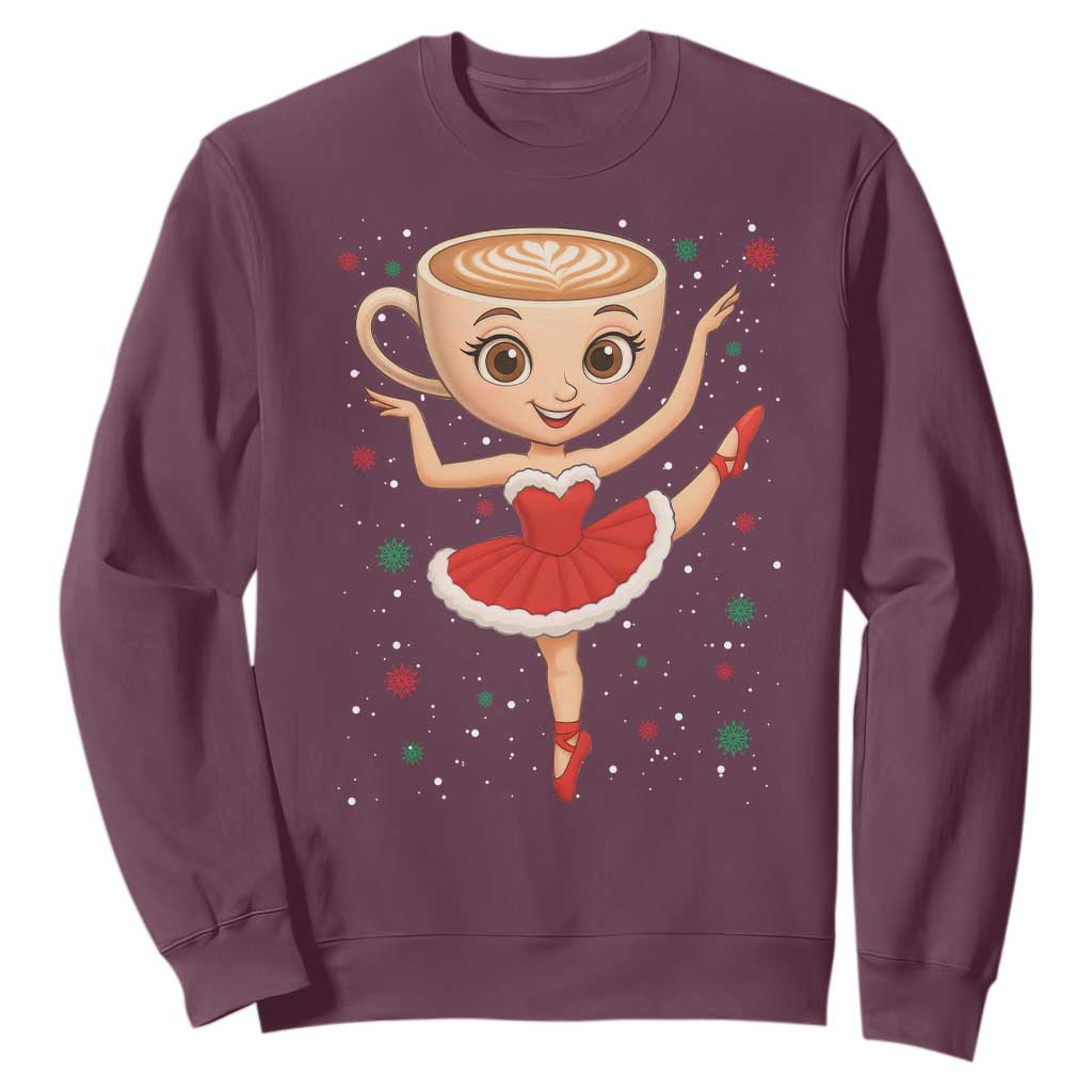 Funny Christmas Sweatshirt Ballerina Cappuccino Brainrot Meme Gift TS12 Maroon Print Your Wear