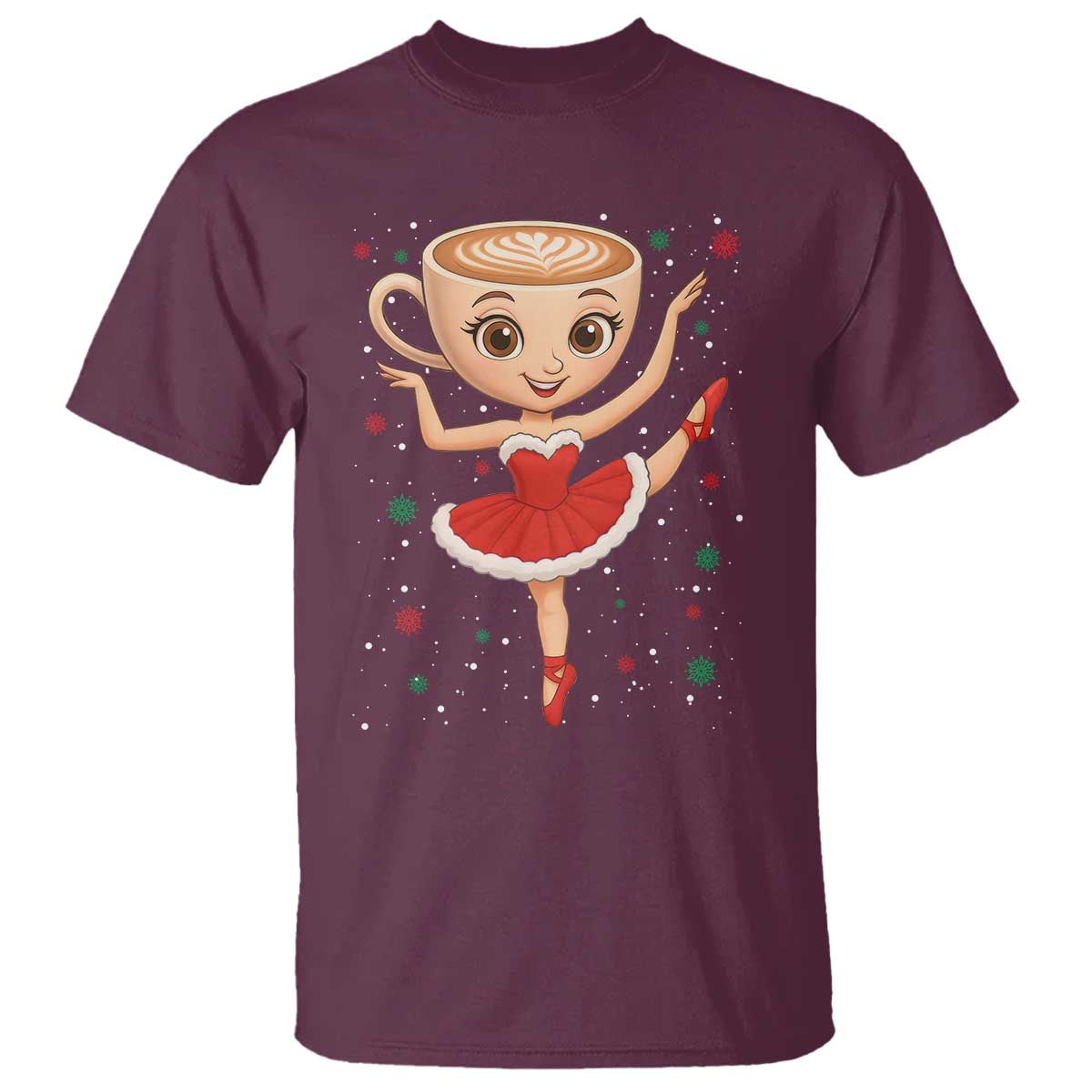 Funny Christmas T Shirt Ballerina Cappuccino Brainrot Meme Gift TS12 Maroon Print Your Wear