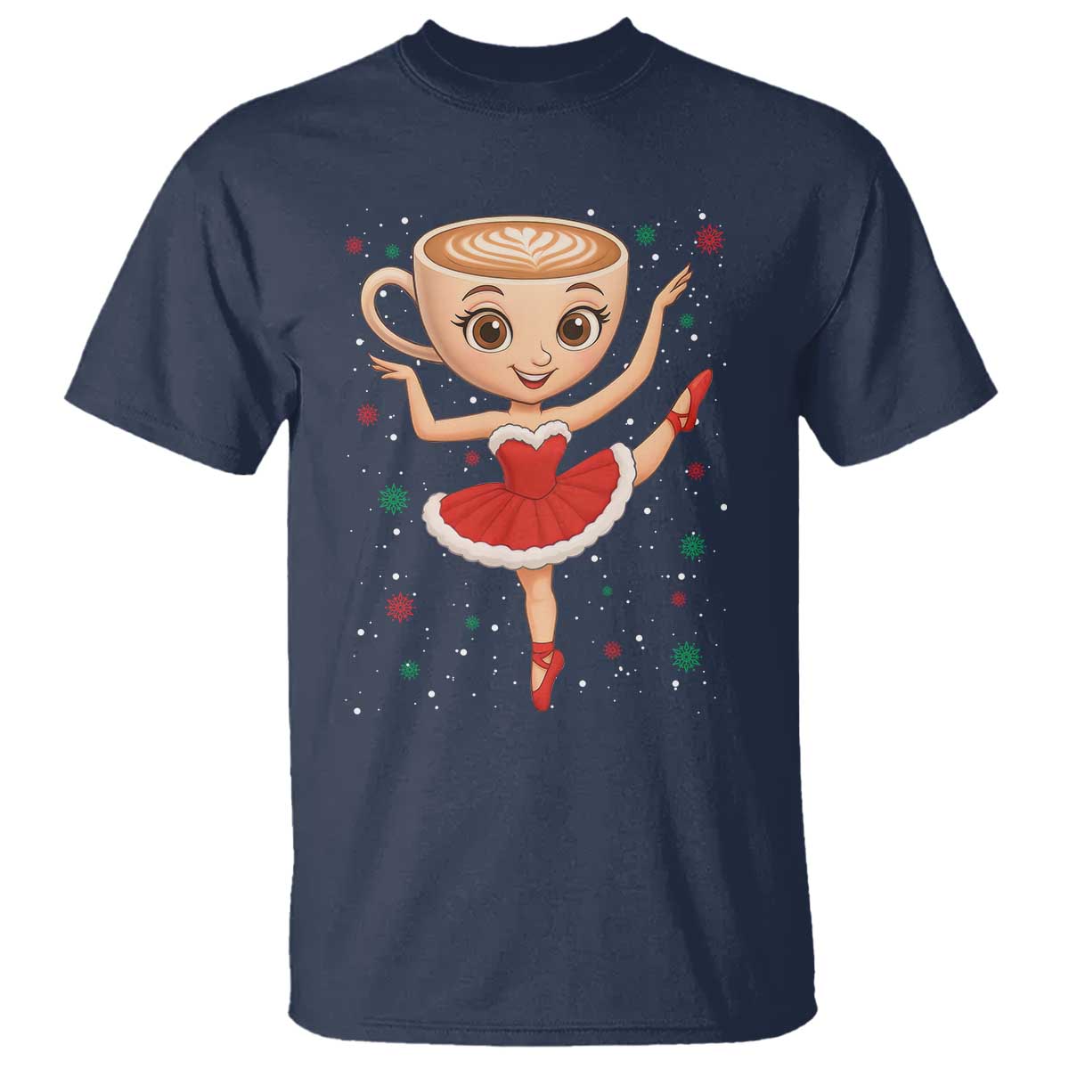Funny Christmas T Shirt Ballerina Cappuccino Brainrot Meme Gift TS12 Navy Print Your Wear