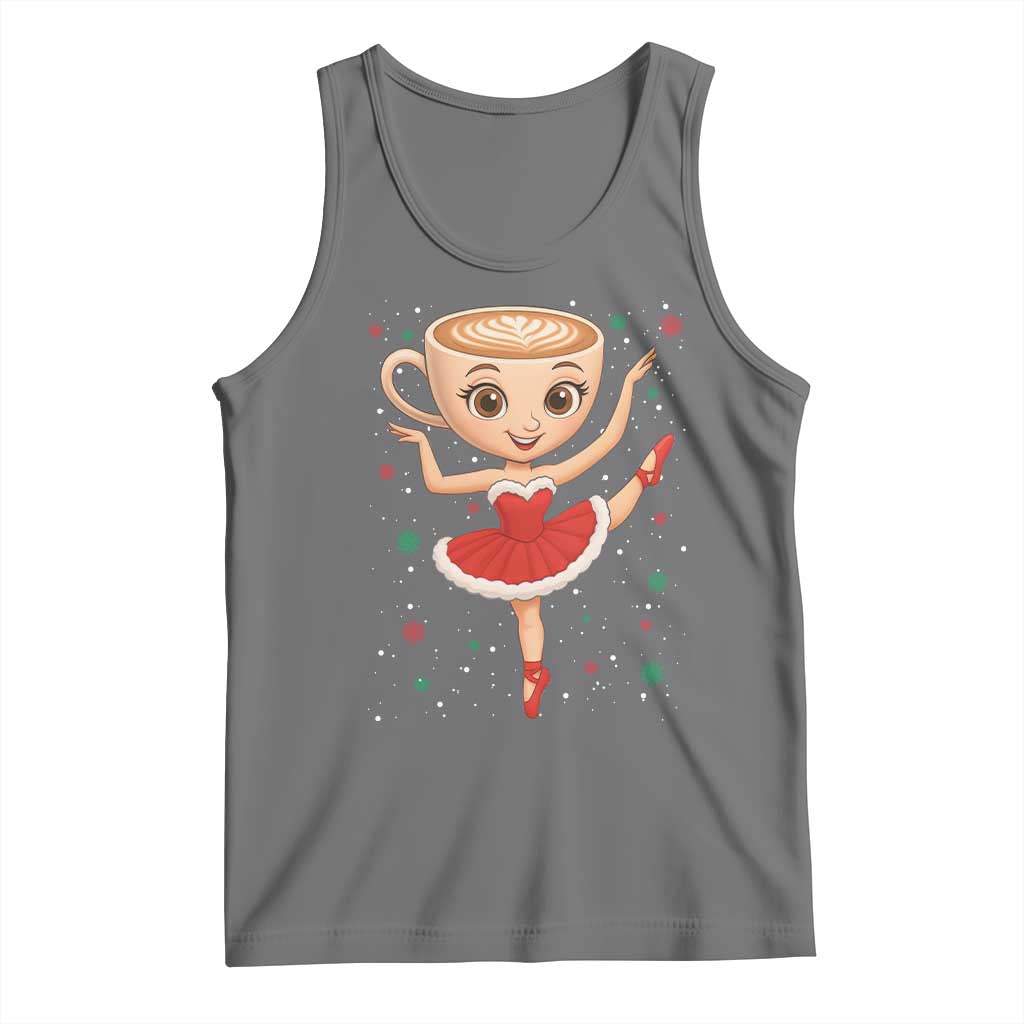 Funny Christmas Tank Top Ballerina Cappuccino Brainrot Meme Gift TS12 Black Heather Print Your Wear