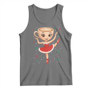 Funny Christmas Tank Top Ballerina Cappuccino Brainrot Meme Gift TS12 Black Heather Print Your Wear