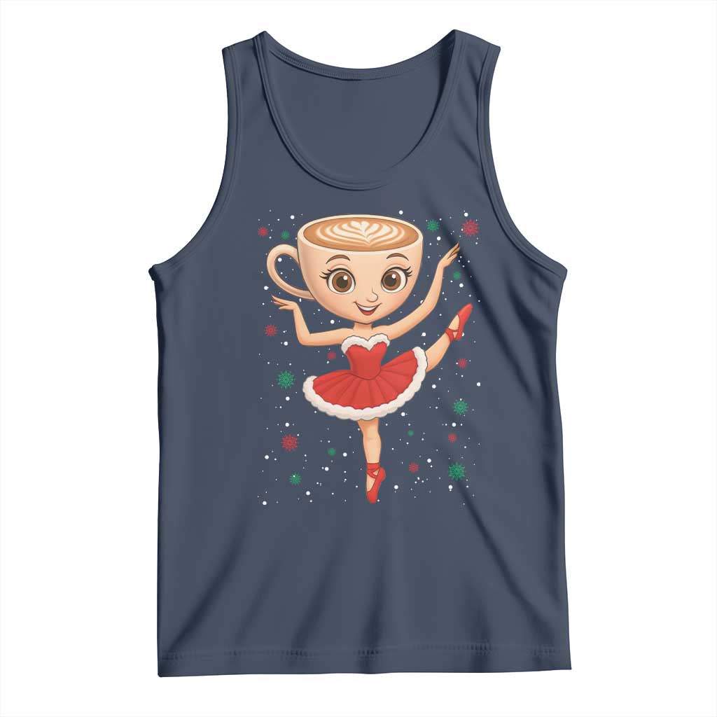 Funny Christmas Tank Top Ballerina Cappuccino Brainrot Meme Gift TS12 Navy Print Your Wear
