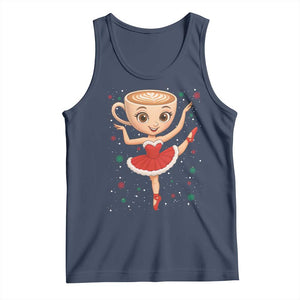 Funny Christmas Tank Top Ballerina Cappuccino Brainrot Meme Gift TS12 Navy Print Your Wear