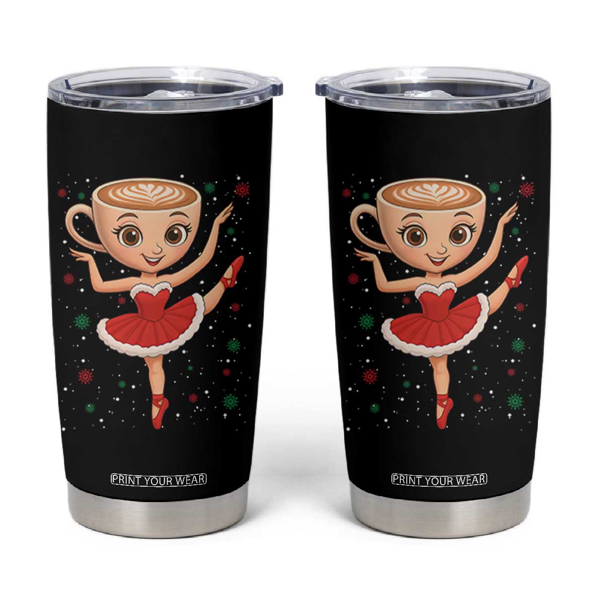 Funny Christmas Tumbler Cup Ballerina Cappuccino Brainrot Meme Gift TS12 Black Print Your Wear
