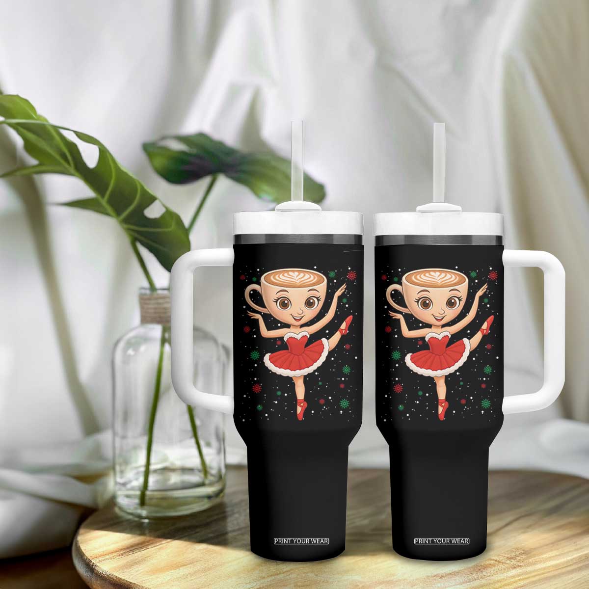 Funny Christmas Tumbler With Handle Ballerina Cappuccino Brainrot Meme Gift TS12 Print Your Wear
