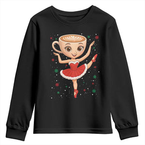 Funny Christmas Youth Sweatshirt Ballerina Cappuccino Brainrot Meme Gift TS12 Black Print Your Wear