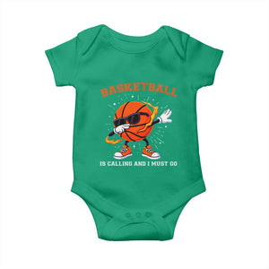 Funny Dabbing Basketball Is Calling And I Must Go Baby Onesie Gift For Player TS12 Irish Green Print Your Wear
