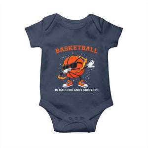 Funny Dabbing Basketball Is Calling And I Must Go Baby Onesie Gift For Player TS12 Navy Print Your Wear