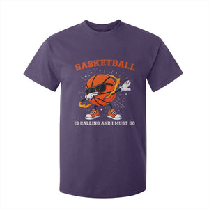 Funny Dabbing Basketball Is Calling And I Must Go T Shirt For Kid Gift For Player TS12 Purple Print Your Wear