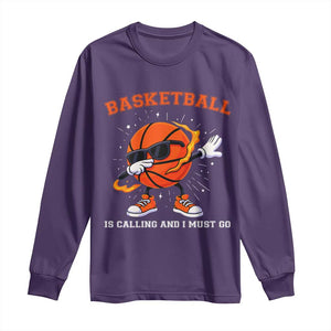 Funny Dabbing Basketball Is Calling And I Must Go Long Sleeve Shirt Gift For Player TS12 Purple Print Your Wear