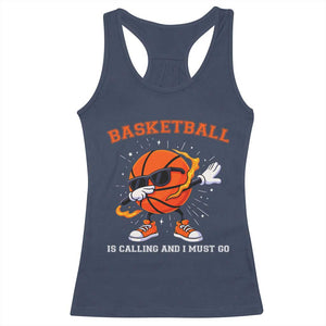 Funny Dabbing Basketball Is Calling And I Must Go Racerback Tank Top Gift For Player TS12 Navy Print Your Wear