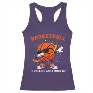 Funny Dabbing Basketball Is Calling And I Must Go Racerback Tank Top Gift For Player TS12 Purple Print Your Wear