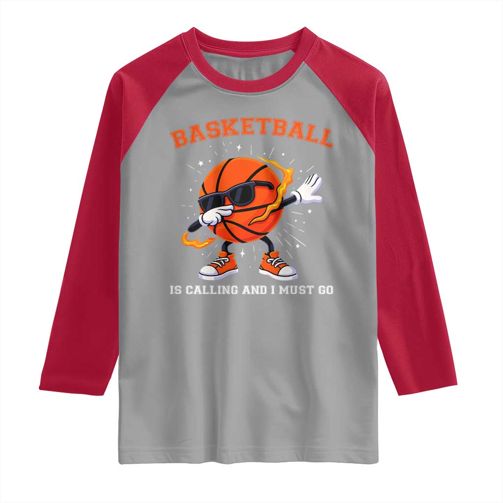 Funny Dabbing Basketball Is Calling And I Must Go Raglan Shirt Gift For Player TS12 Sport Gray Red Print Your Wear