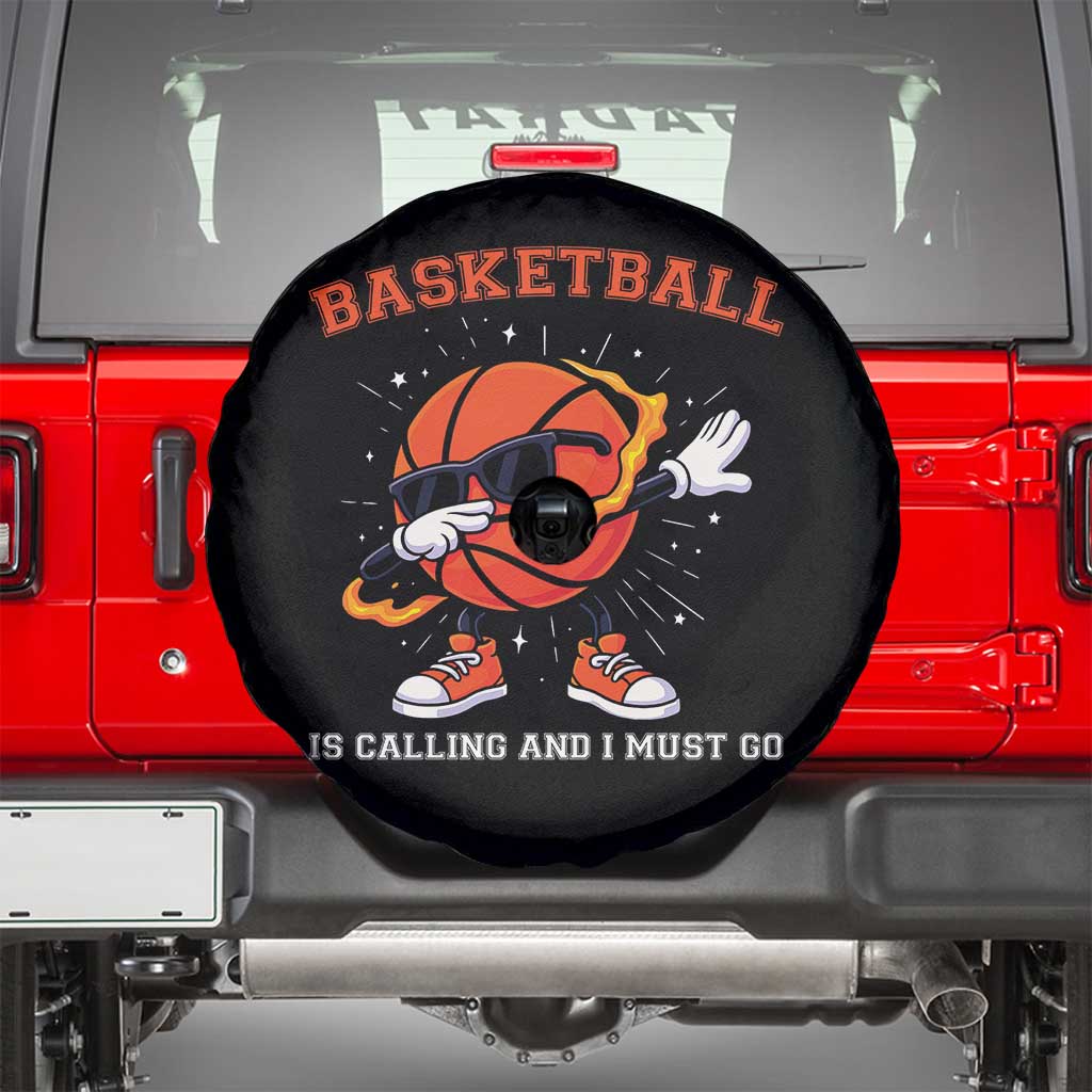 Funny Dabbing Basketball Is Calling And I Must Go Spare Tire Cover Gift For Player TS12 Black Print Your Wear