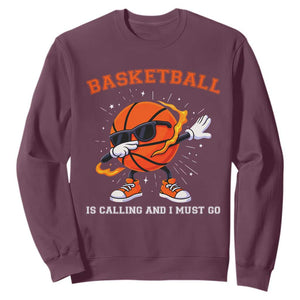 Funny Dabbing Basketball Is Calling And I Must Go Sweatshirt Gift For Player TS12 Maroon Print Your Wear