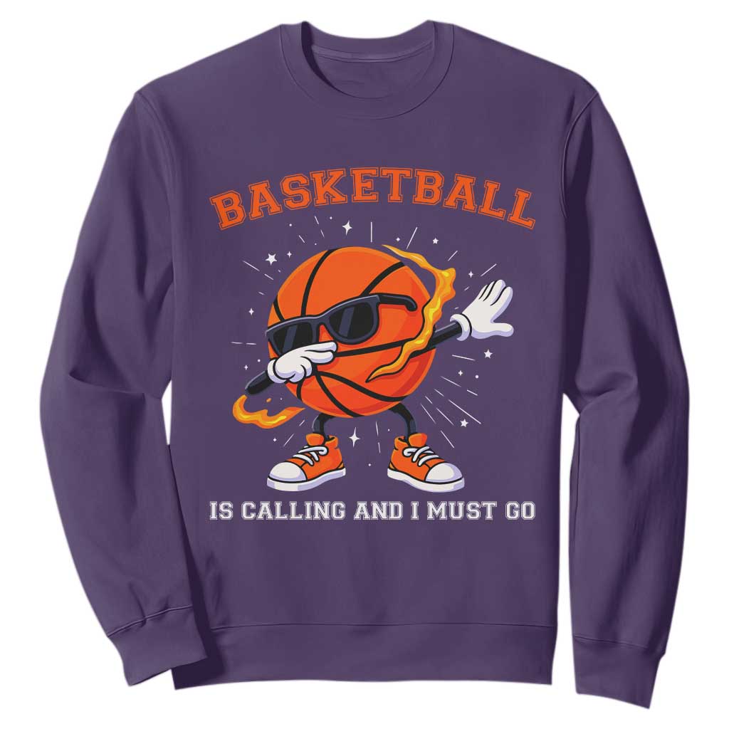 Funny Dabbing Basketball Is Calling And I Must Go Sweatshirt Gift For Player TS12 Purple Print Your Wear