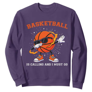 Funny Dabbing Basketball Is Calling And I Must Go Sweatshirt Gift For Player TS12 Purple Print Your Wear
