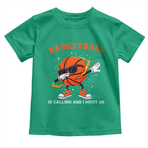 Funny Dabbing Basketball Is Calling And I Must Go Toddler T Shirt Gift For Player TS12 Irish Green Print Your Wear