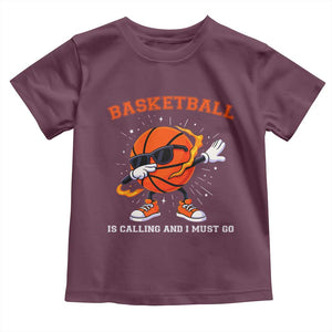 Funny Dabbing Basketball Is Calling And I Must Go Toddler T Shirt Gift For Player TS12 Maroon Print Your Wear