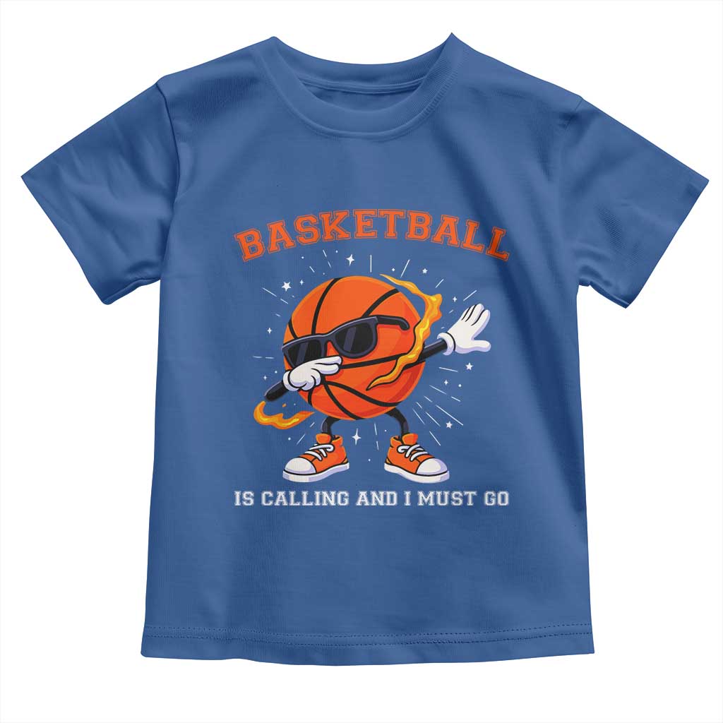 Funny Dabbing Basketball Is Calling And I Must Go Toddler T Shirt Gift For Player TS12 Royal Blue Print Your Wear