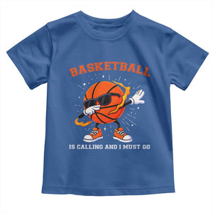 Funny Dabbing Basketball Is Calling And I Must Go Toddler T Shirt Gift For Player TS12 Royal Blue Print Your Wear