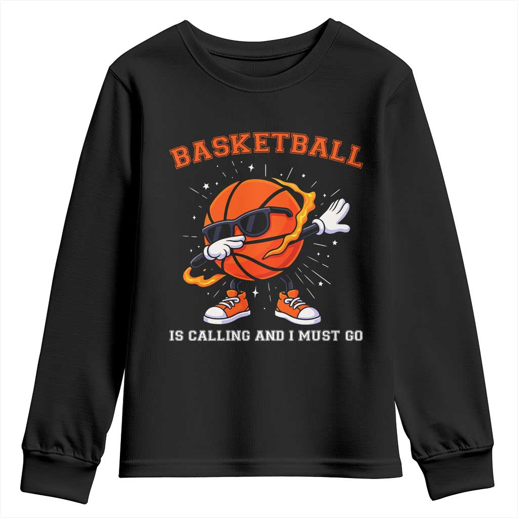 Funny Dabbing Basketball Is Calling And I Must Go Youth Sweatshirt Gift For Player TS12 Black Print Your Wear