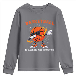 Funny Dabbing Basketball Is Calling And I Must Go Youth Sweatshirt Gift For Player TS12 Charcoal Print Your Wear