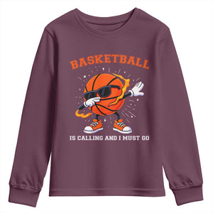 Funny Dabbing Basketball Is Calling And I Must Go Youth Sweatshirt Gift For Player TS12 Maroon Print Your Wear