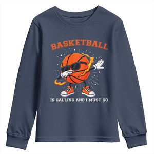 Funny Dabbing Basketball Is Calling And I Must Go Youth Sweatshirt Gift For Player TS12 Navy Print Your Wear