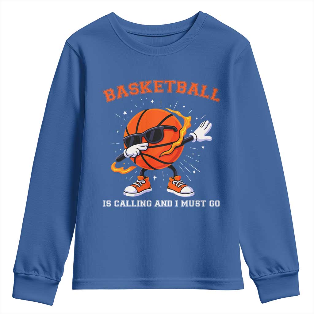 Funny Dabbing Basketball Is Calling And I Must Go Youth Sweatshirt Gift For Player TS12 Royal Blue Print Your Wear