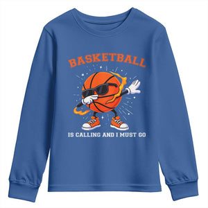 Funny Dabbing Basketball Is Calling And I Must Go Youth Sweatshirt Gift For Player TS12 Royal Blue Print Your Wear