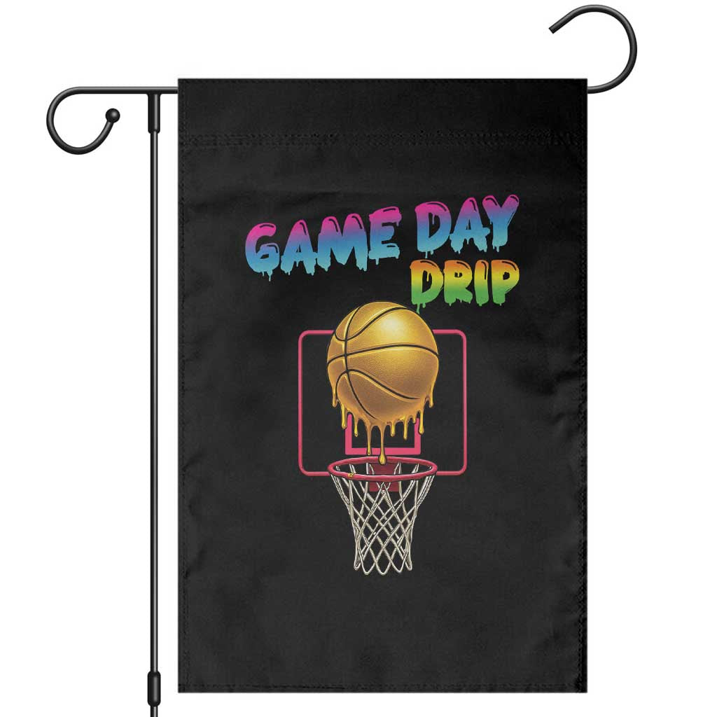 Game Day Drip Garden Flag Funny Basketball Lover Street Style Design TS12 Black Print Your Wear